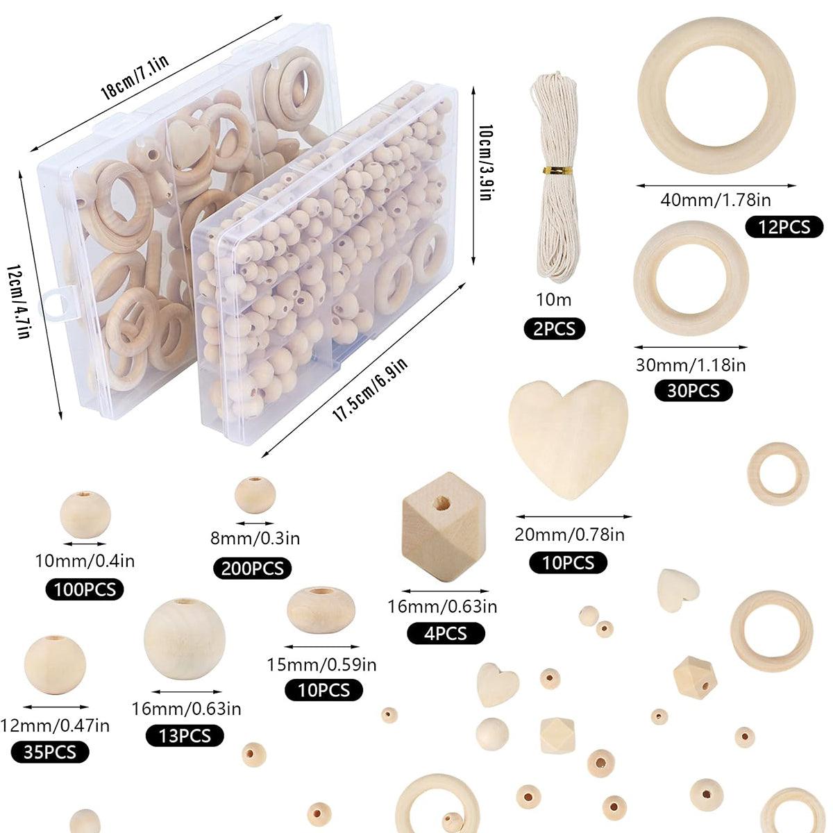 414pcs DIY Beading Kit Round Wooden Beads Set Craft Jewelry Supplies Home Decor 4