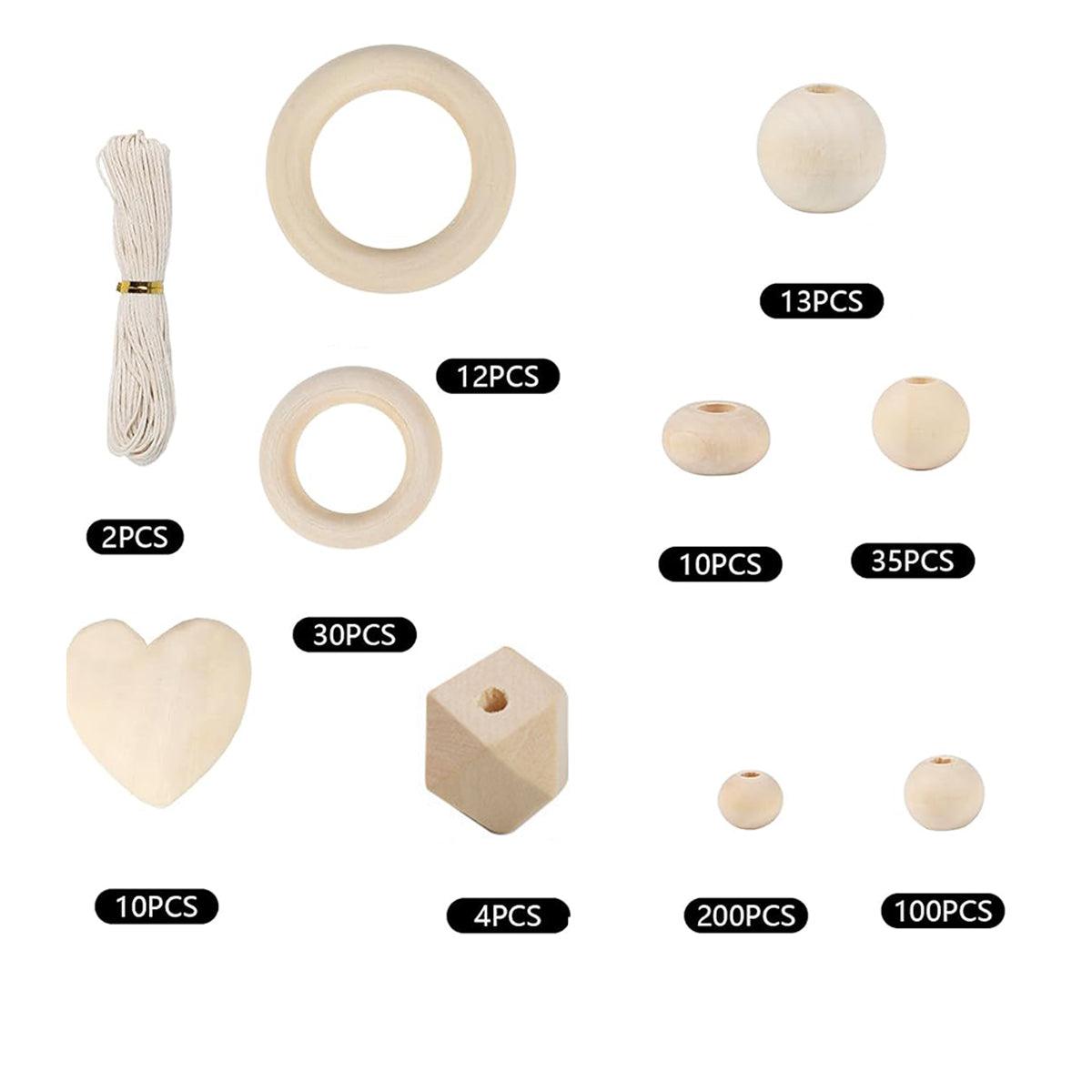 414pcs DIY Beading Kit Round Wooden Beads Set Craft Jewelry Supplies Home Decor 5