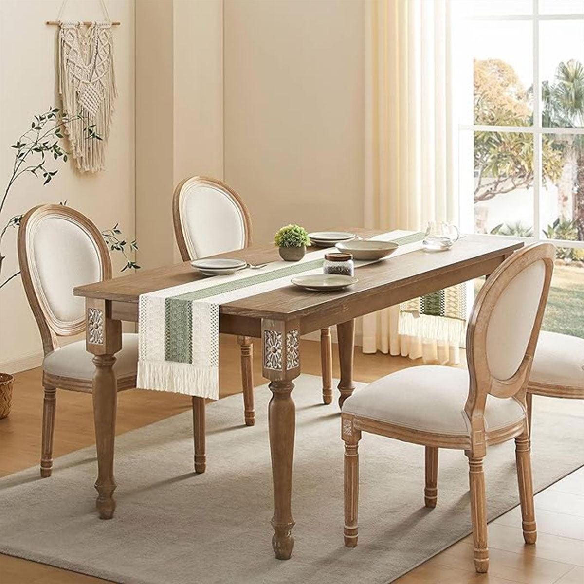 Cotton Linen Table Runner with Knot Tassel Bed End Towel Long Tablecloth Mat - Black