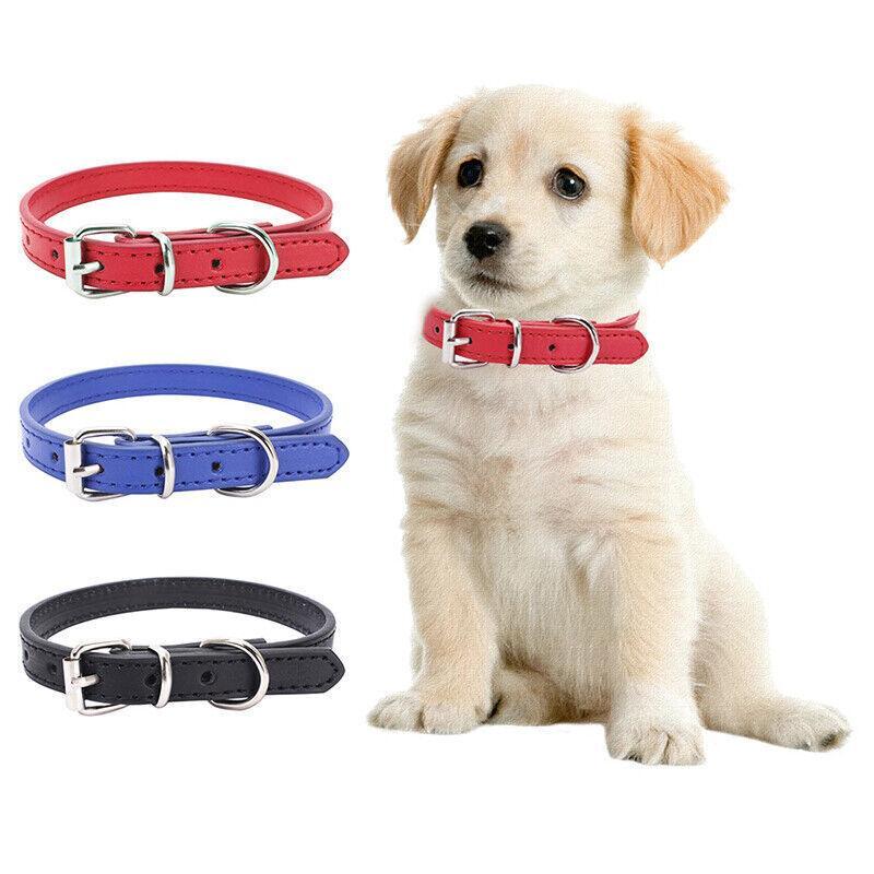 Dog Collar Pet Puppy Adjustable Neck Strap Pu Leather S - Blue 5