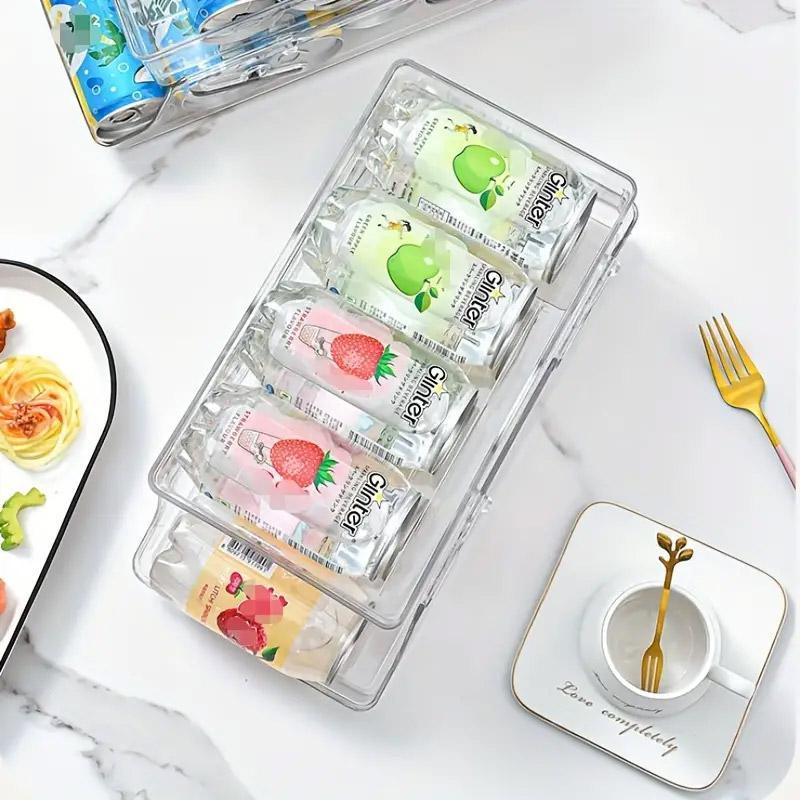 Double Tier Drinks Organiser Drawer Shelf Storage Rack Beverage Dispenser Holder 5