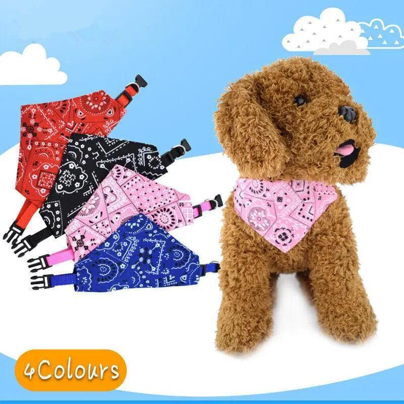 L Adjustable Pet Dog Bandana Collar Triangle Scarf For Puppy Cat Neckerchief - Black