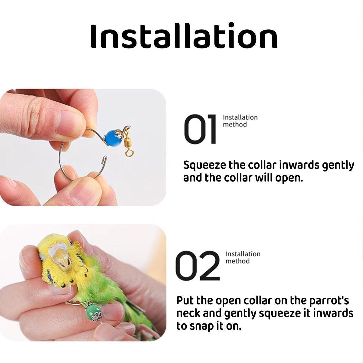 Parrot Neck Collar Stainless Steel Bird Chain Training Adjustable Bird Leash - L-Diameter 2.2cm 5