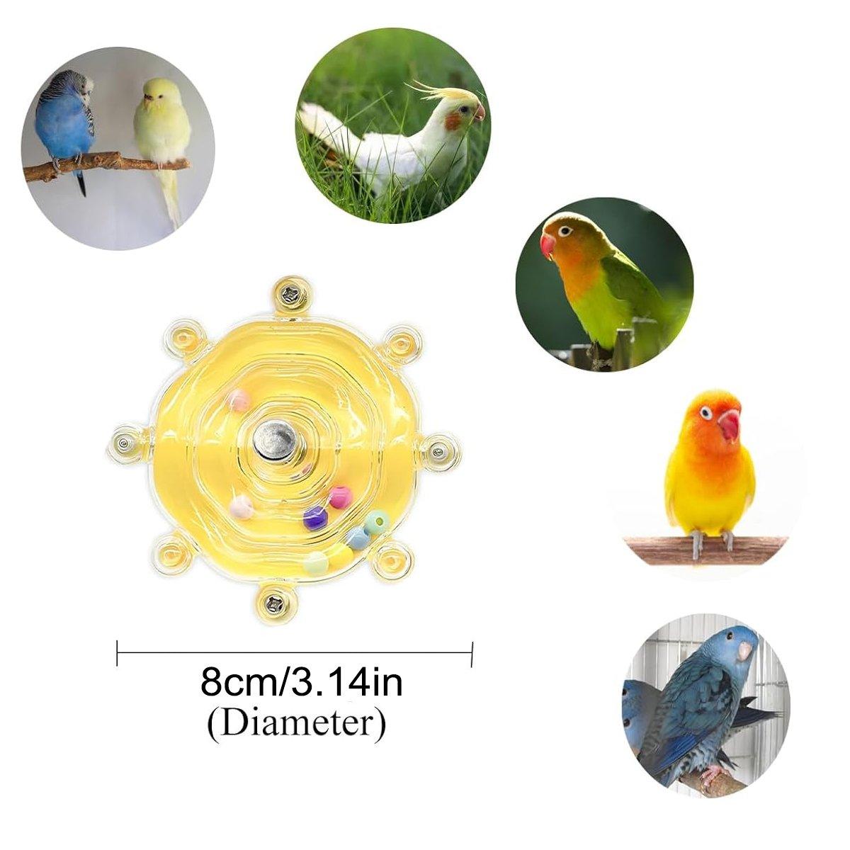 Interactive Parrot Spinning Wheel Stress Relief Toy for Small Birds Durable - Yellow 3