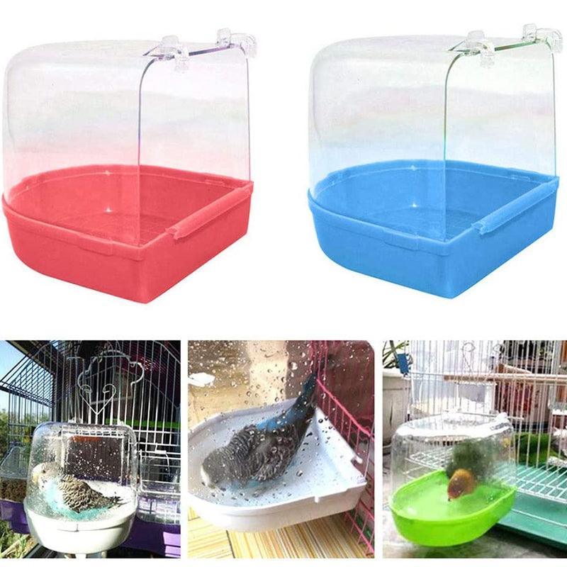 Bird Water Bath Tub For Pet Cage Hanging Bowl Parrot Birdbath Pet Cleaning - Pink 4