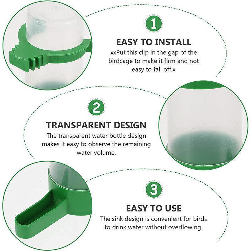 4Pcs/Set Drinker Food Feeder Water Clip For Cage Bird Parrot Cockatiel Budgie Au 5