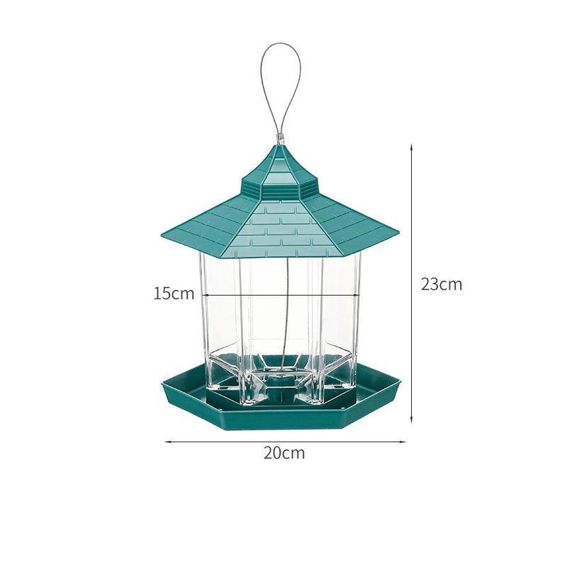 Garden Hanging Wild Bird Feeder Birds Gazebo Shape Container Waterproof Outdoor - Green 5