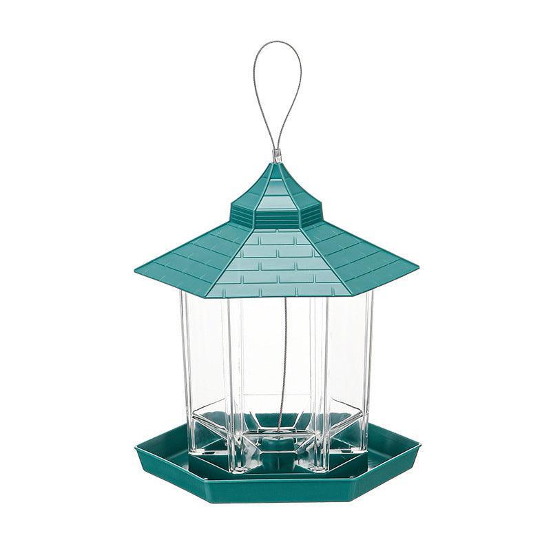 Garden Hanging Wild Bird Feeder Birds Gazebo Shape Container Waterproof Outdoor - Green 6
