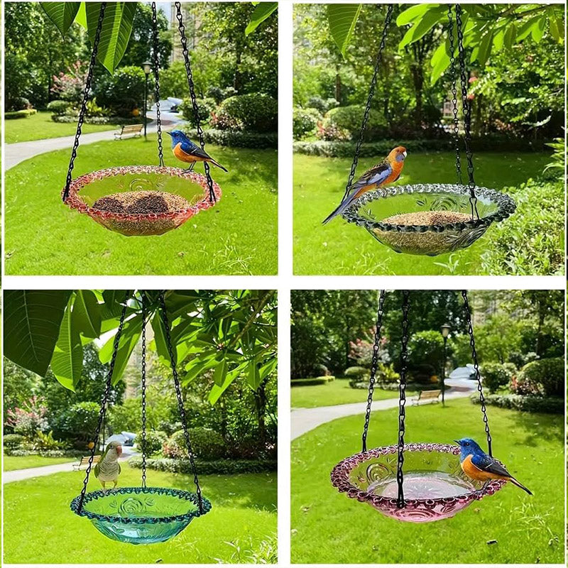 Balcony Bird Feeder Hanging Rail Mount Outdoor Suspended Feeding Station Garden - Blue 5