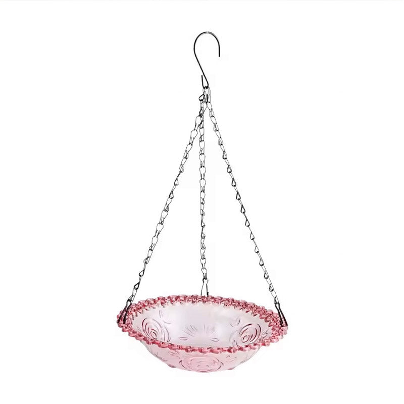 Balcony Bird Feeder Hanging Rail Mount Outdoor Suspended Feeding Station Garden - Pink 8