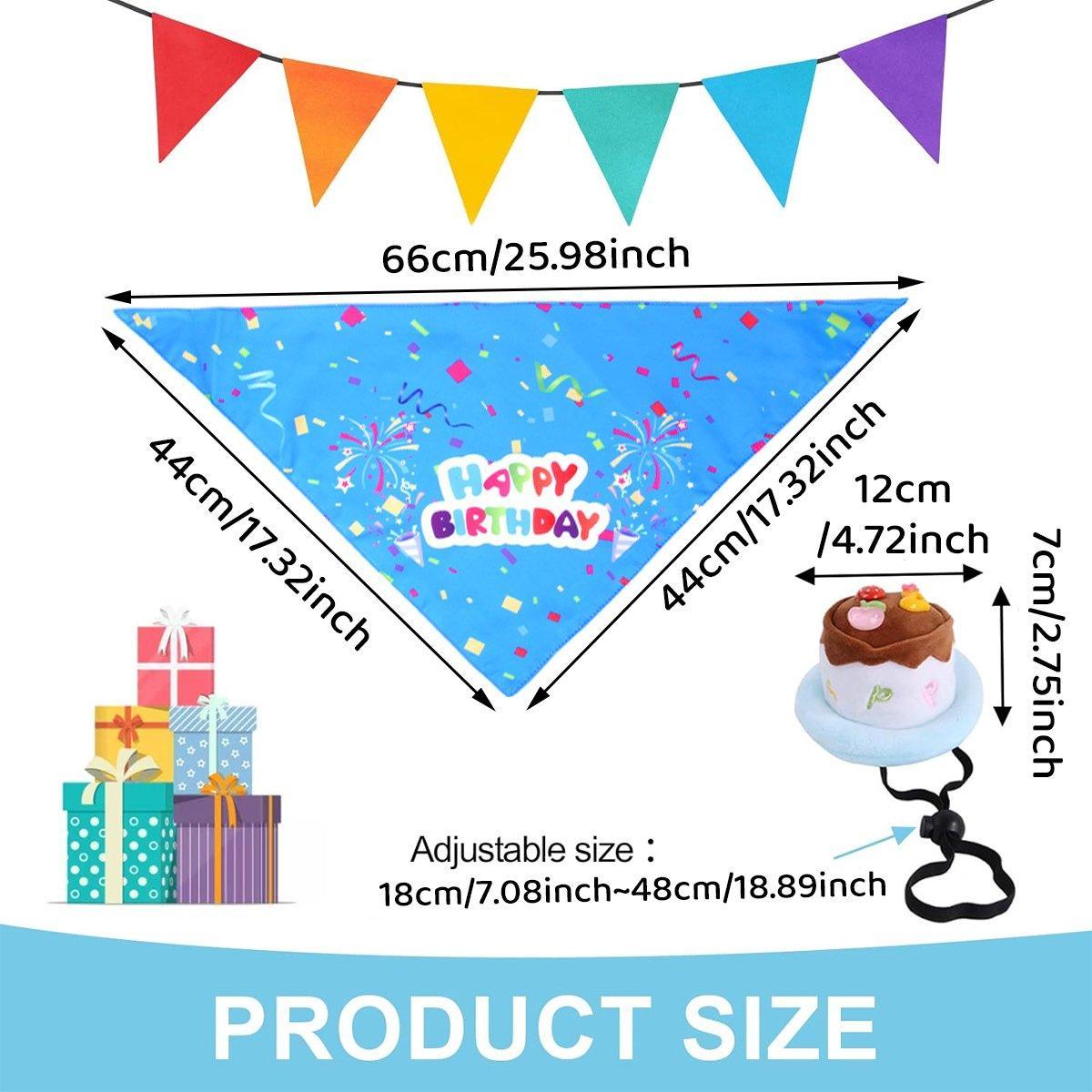Pet Birthday Cake Hat and Triangle Towel combination Fun Party Dress Up for Pets - Blue 3