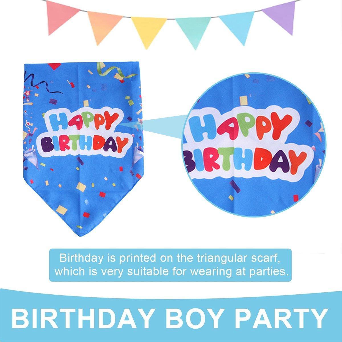 Pet Birthday Cake Hat and Triangle Towel combination Fun Party Dress Up for Pets - Blue 5