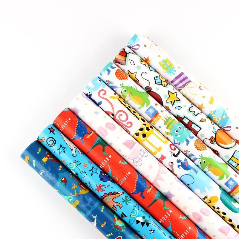 20pcs Cute Animal Cartoon Gift Wrapping Paper for Toys Bookskin and Crafts - Blue Car-20PCS