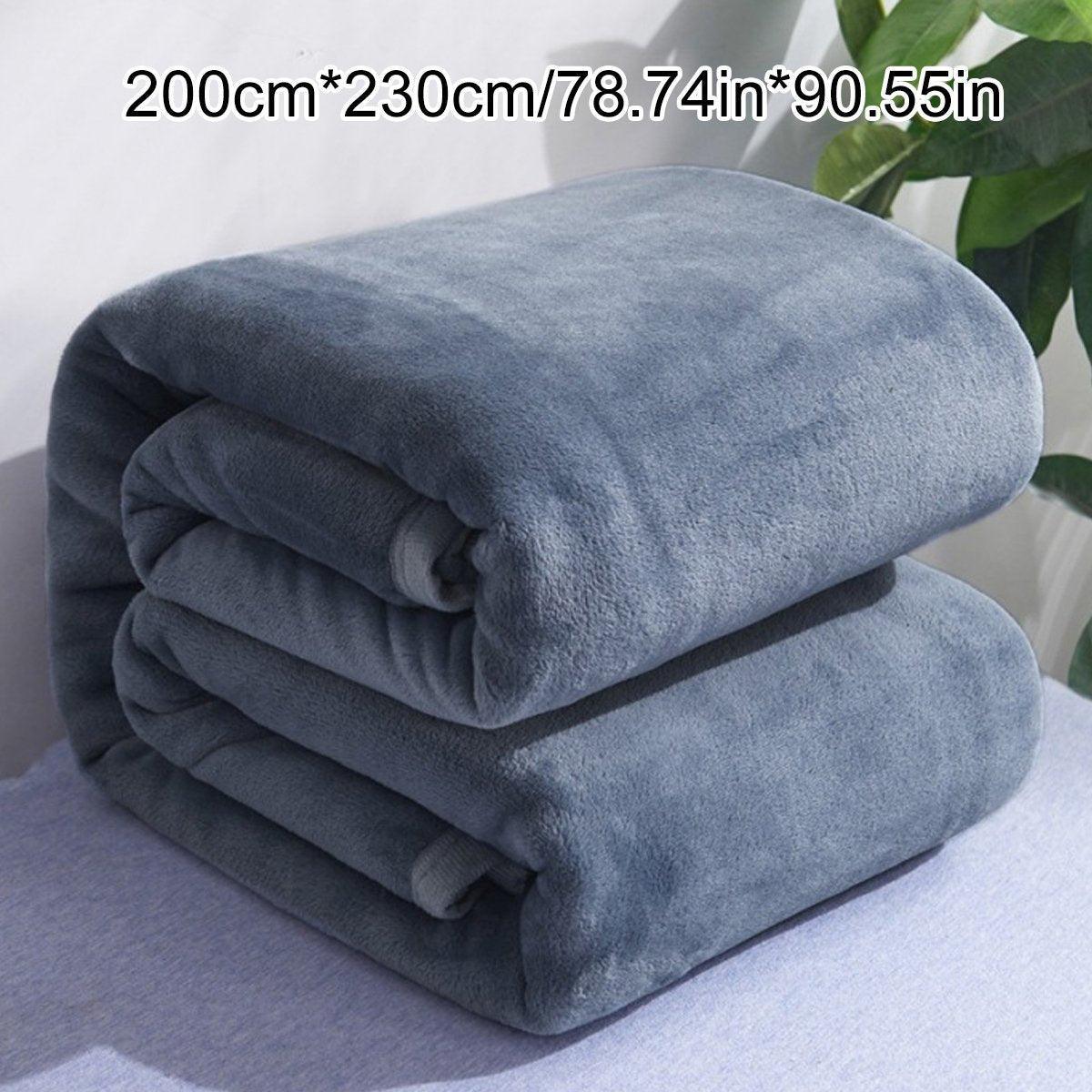 Soft Winter Flannel Blanket for Office Home Lunch Break Warm Cozy Throw Blanket - Grey Blue 3