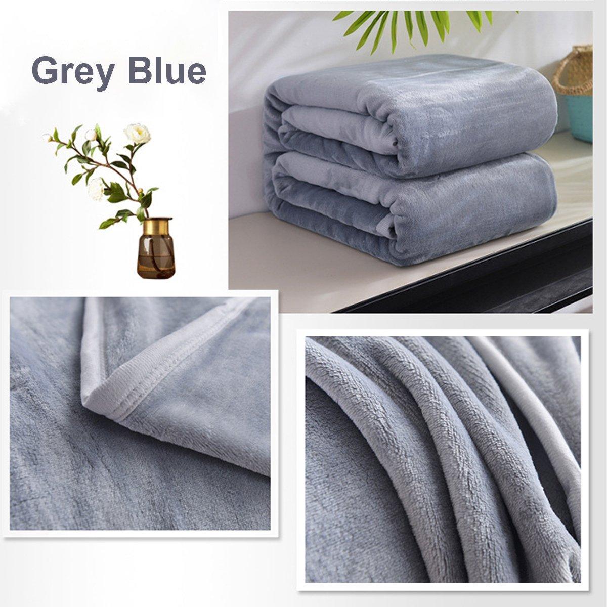 Soft Winter Flannel Blanket for Office Home Lunch Break Warm Cozy Throw Blanket - Grey Blue 4