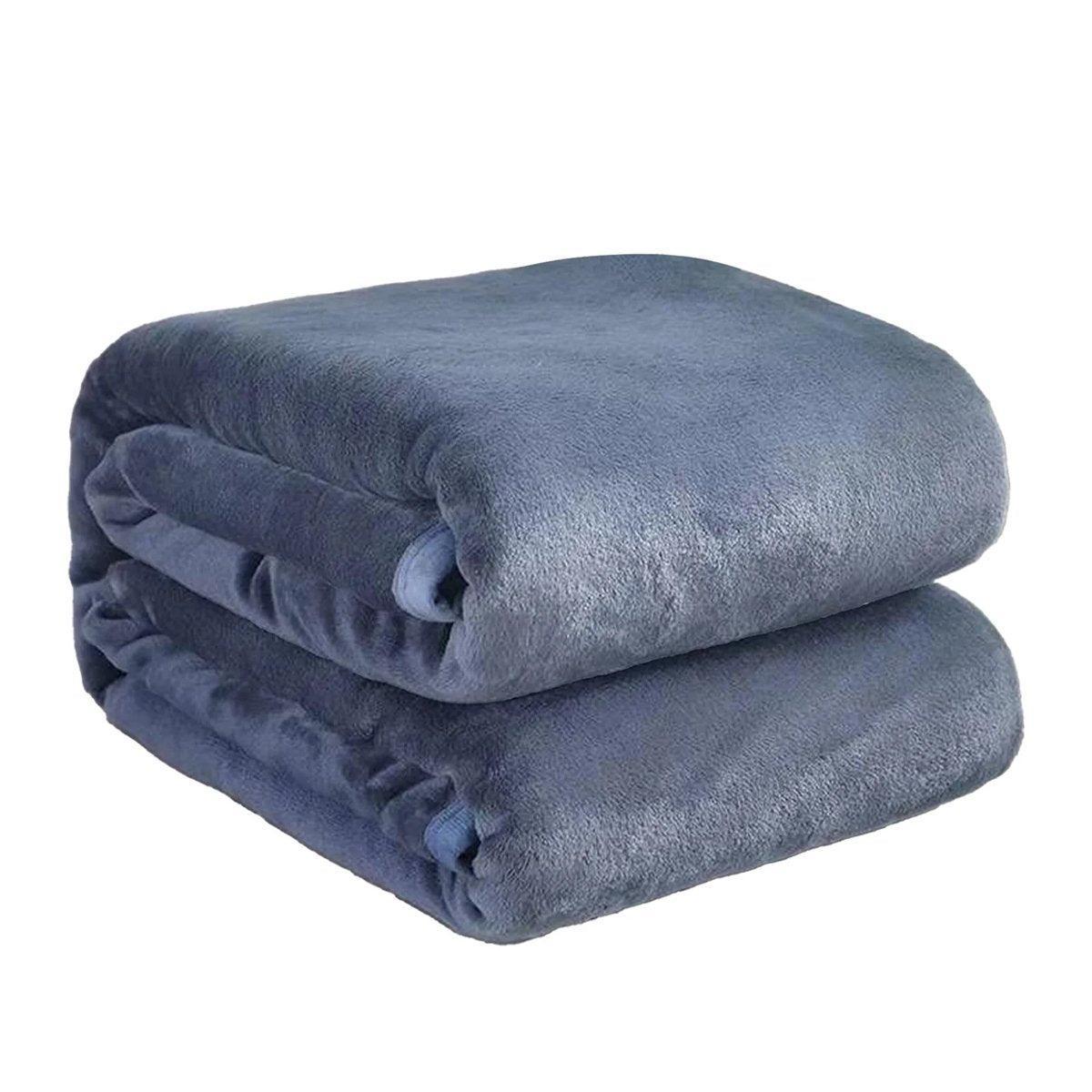 Soft Winter Flannel Blanket for Office Home Lunch Break Warm Cozy Throw Blanket - Grey Blue 6