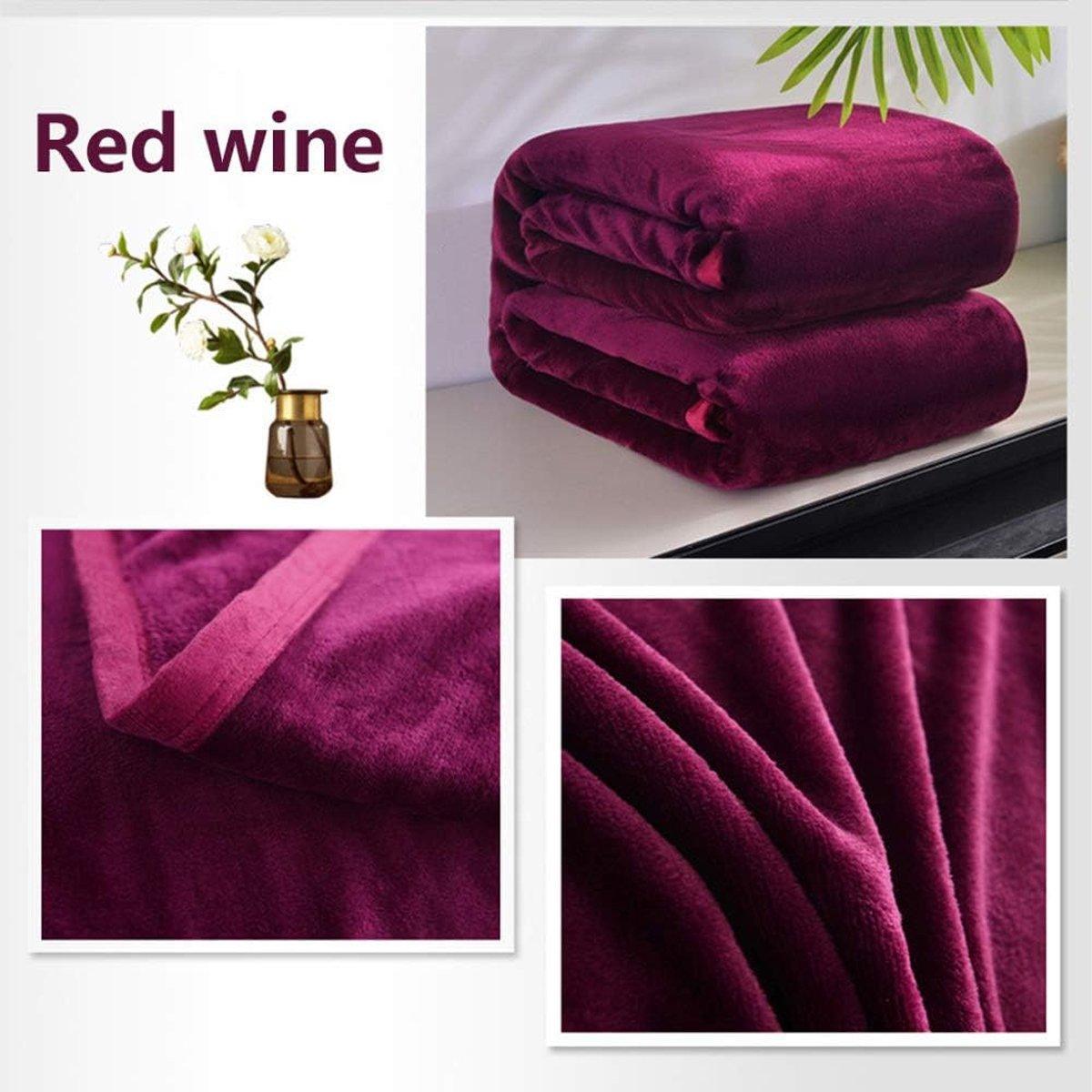 Soft Winter Flannel Blanket for Office Home Lunch Break Warm Cozy Throw Blanket - Wine Red 5