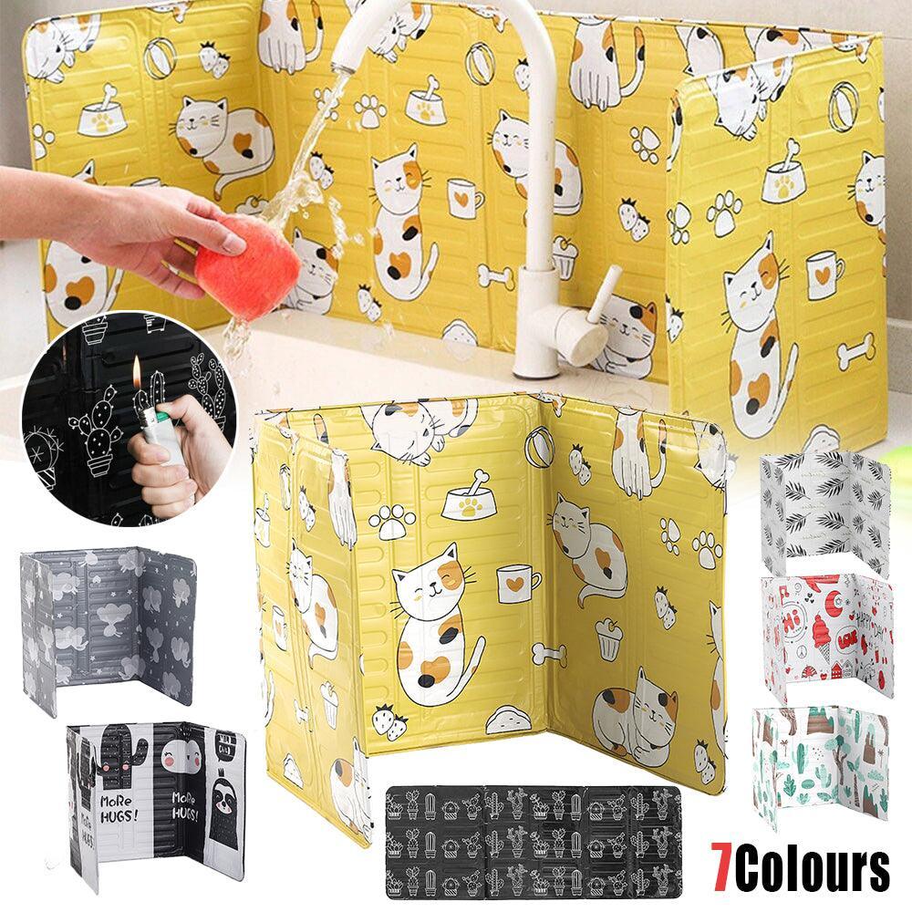Kitchen Oil Splash Guard Wall Foil Protector Stove Cover Removable Baffle Screen - Black Rabbit