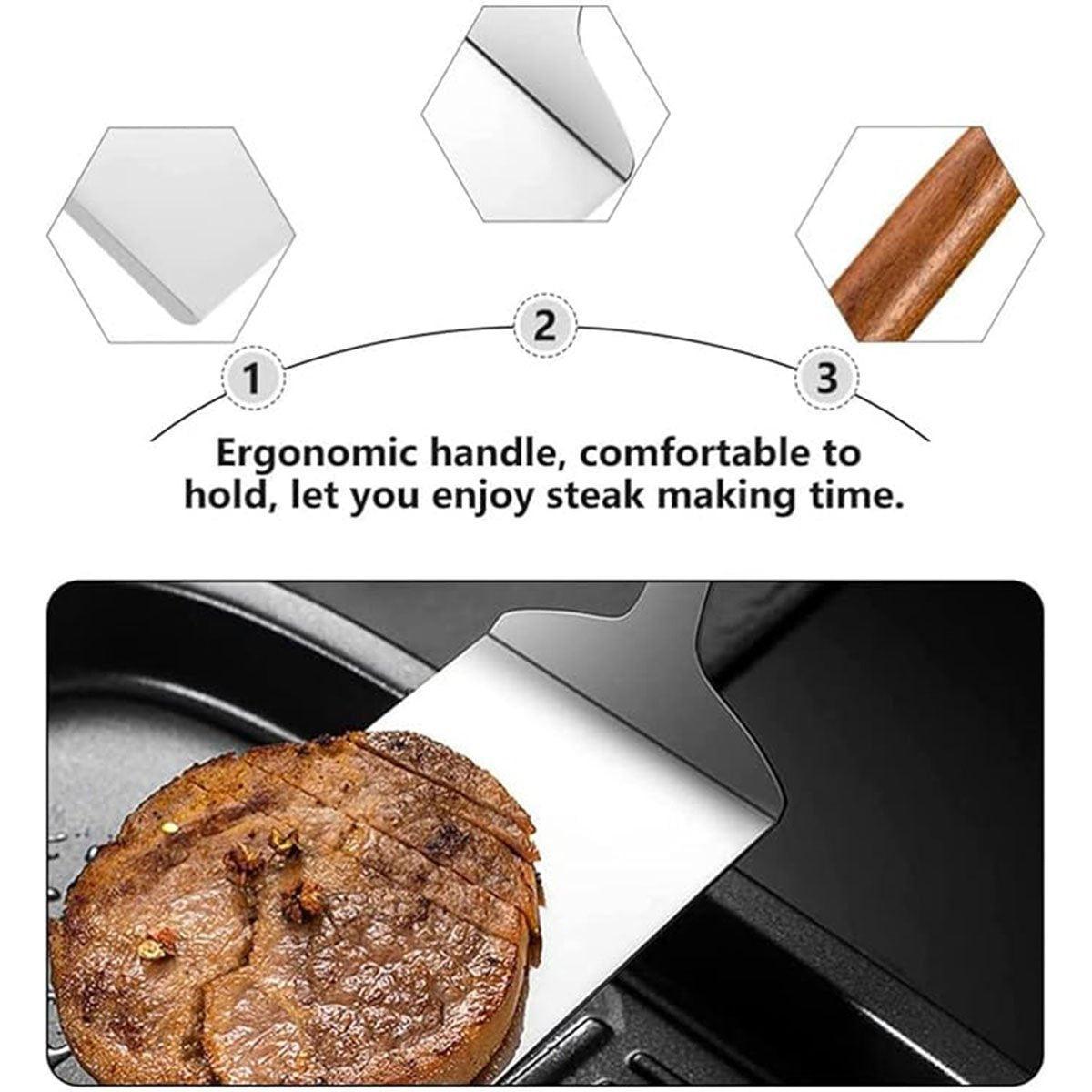 Stainless Steel Cooking Shovel Teppanyaki Spatula Pancake Steak Flipper Tool 4