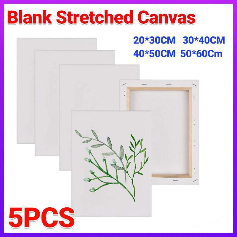 5x Artist Blank Stretched Canvas Canvases Art Large White Range Oil Acrylic Wood - 50*60CM