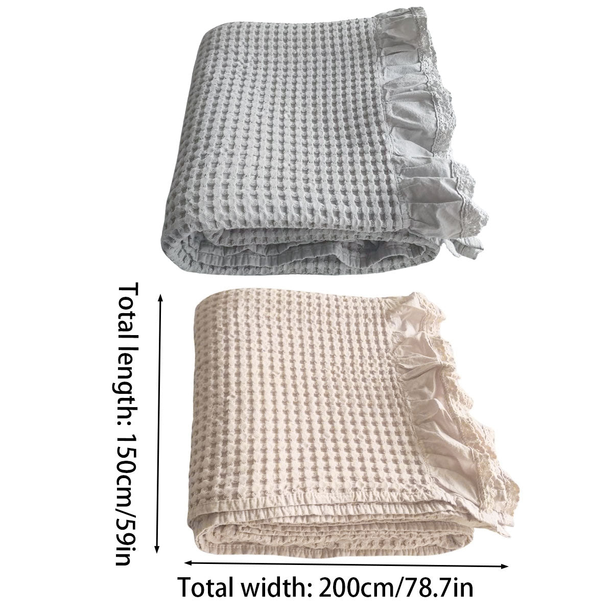 Waffle Sofa Blanket Thin Lightweight Throw Soft Cover Couch Bed Living Room Use - Beige 3