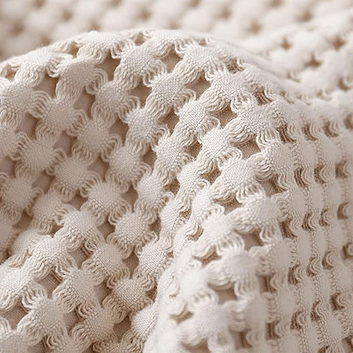 Waffle Sofa Blanket Thin Lightweight Throw Soft Cover Couch Bed Living Room Use - Beige 4