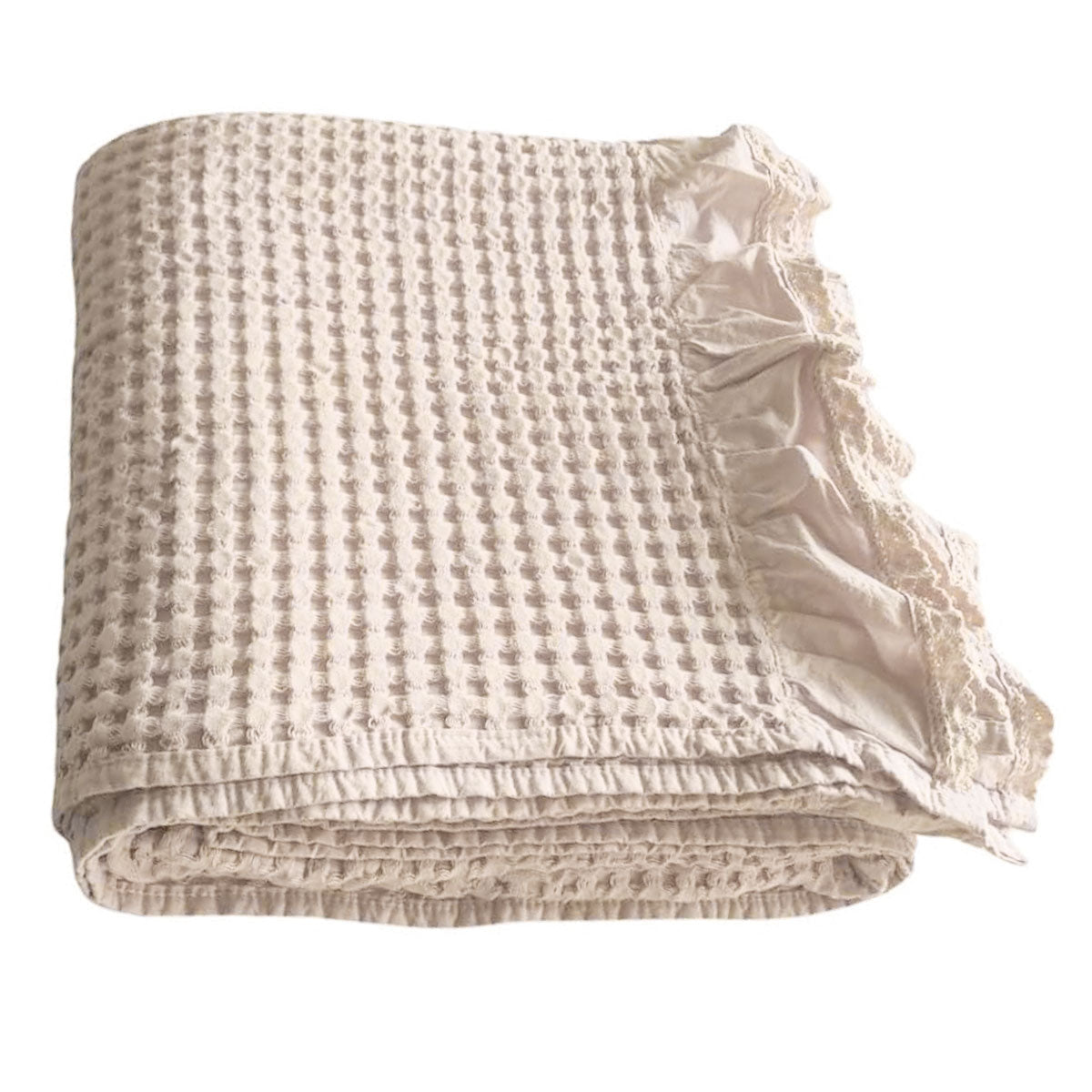 Waffle Sofa Blanket Thin Lightweight Throw Soft Cover Couch Bed Living Room Use - Beige 7