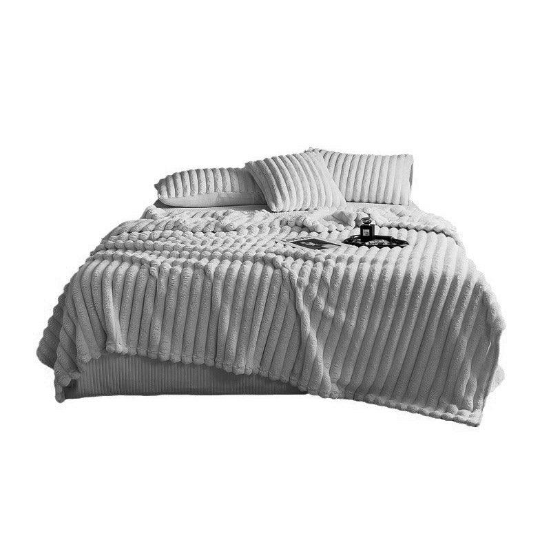 Plush Blanket Leisure Blanket Autumn Winter Warm Nap Throw Soft Cozy - Grey-100x150cm 8