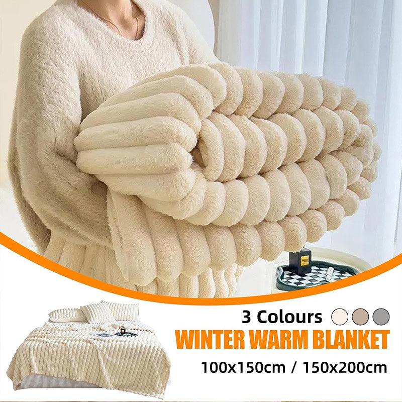 Plush Blanket Leisure Blanket Autumn Winter Warm Nap Throw Soft Cozy - White-100x150cm
