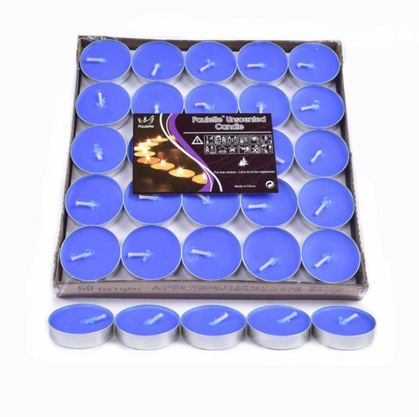 Tealight Candles 10 or 50 Pack Unscented Long Burning for Wedding Party Decor - Blue- 2 Hours10PCS 10