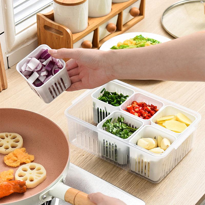 Convenient Crisper Box with Lid Storage Compartment Organizer for Vegetables 4