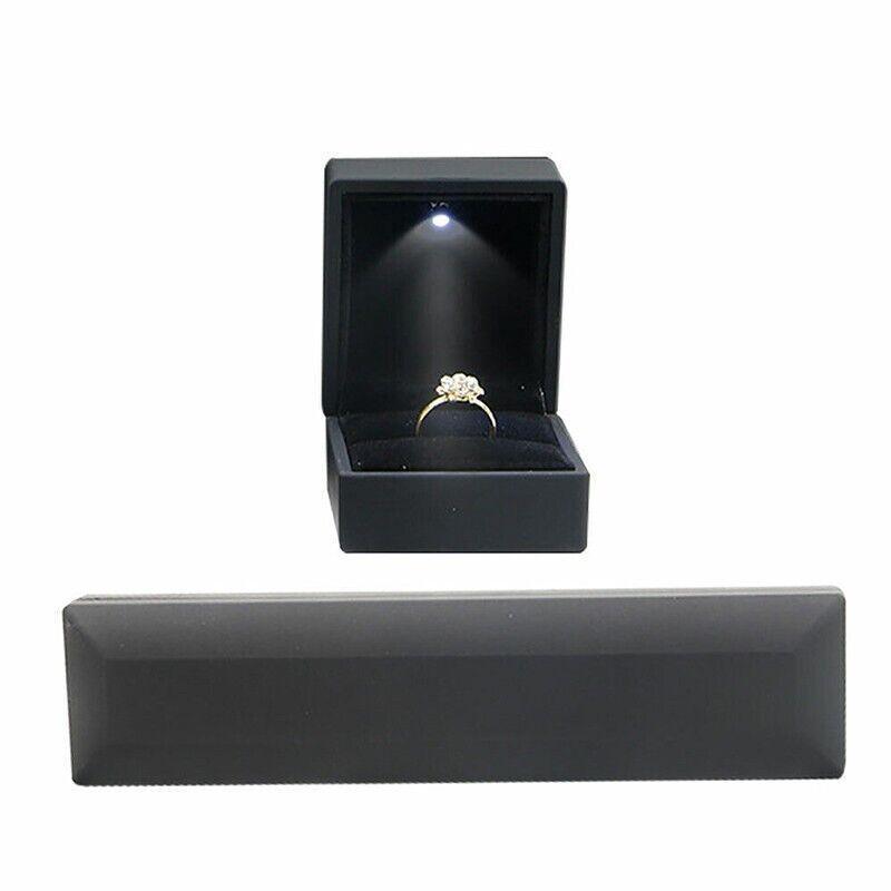 Led lighted Jewelry Necklace Box Case Jewellery Display Gift Ring Storage - Red 4