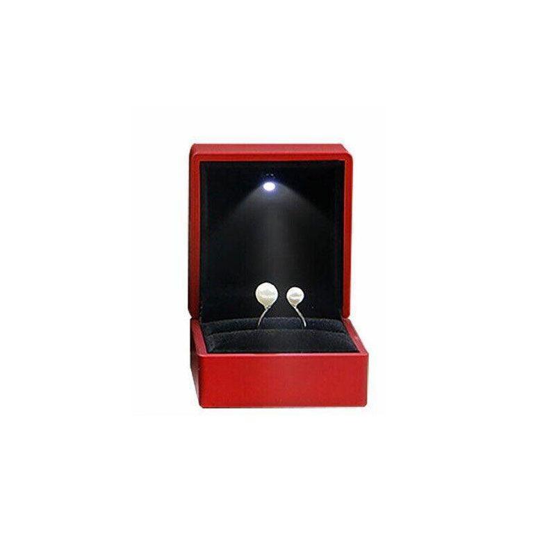LED Lighted Jewelry Pendant Box Case Jewellery Display Gift Storage - Red