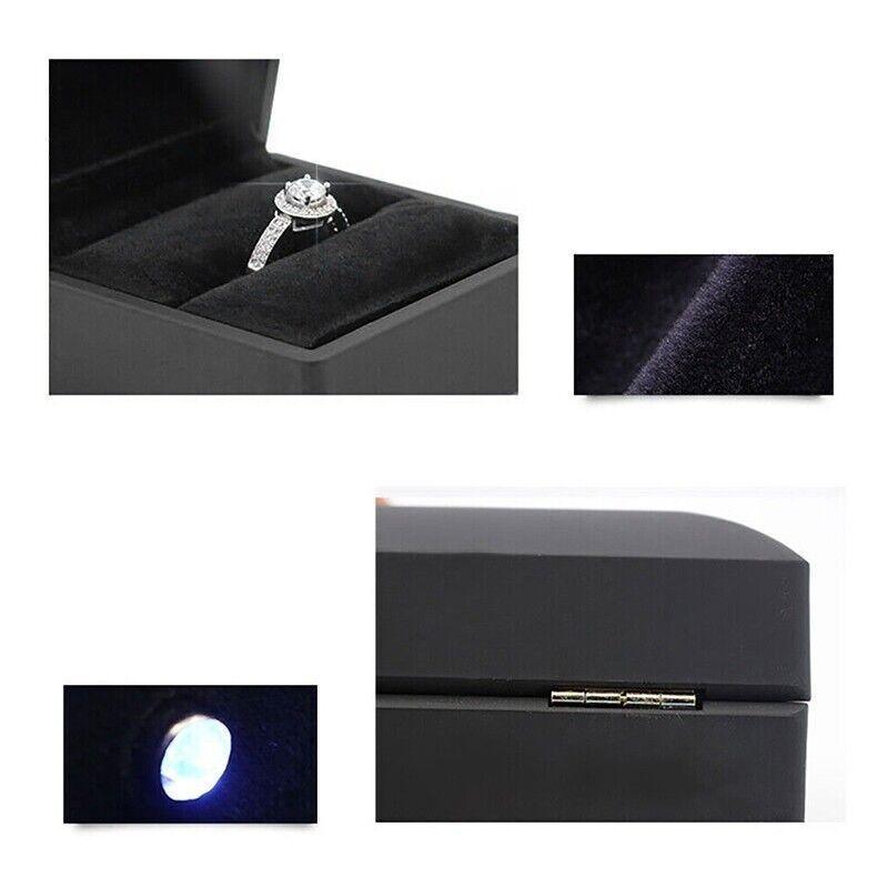 LED Lighted Jewelry Pendant Box Case Jewellery Display Gift Storage - Red 4