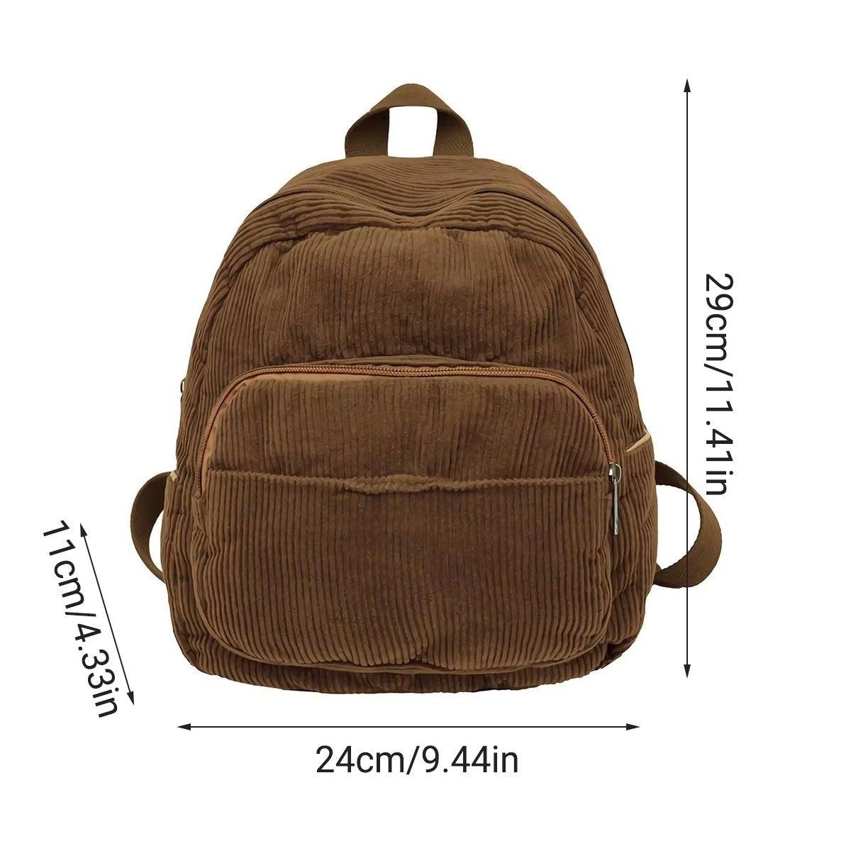 Schoolbag Corduroy Shoulder Bag Simple Mini Backpack for Daily Casual Use 3