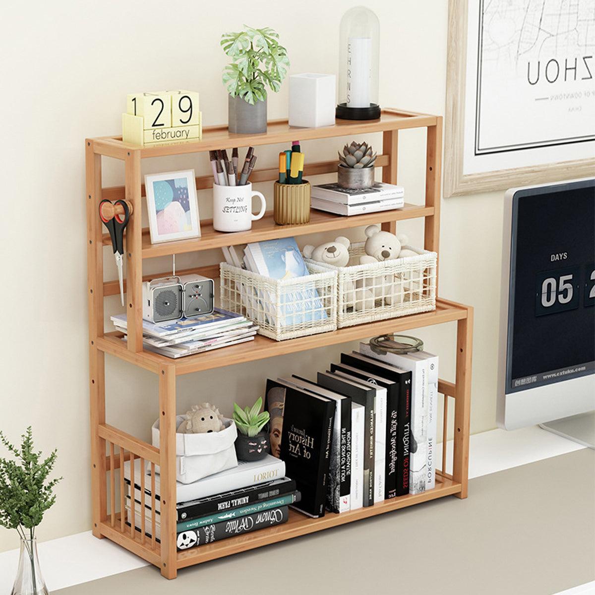 Compact Desktop Bookshelf Storage Bookcase Organizer Small Shelf Display Unit 4