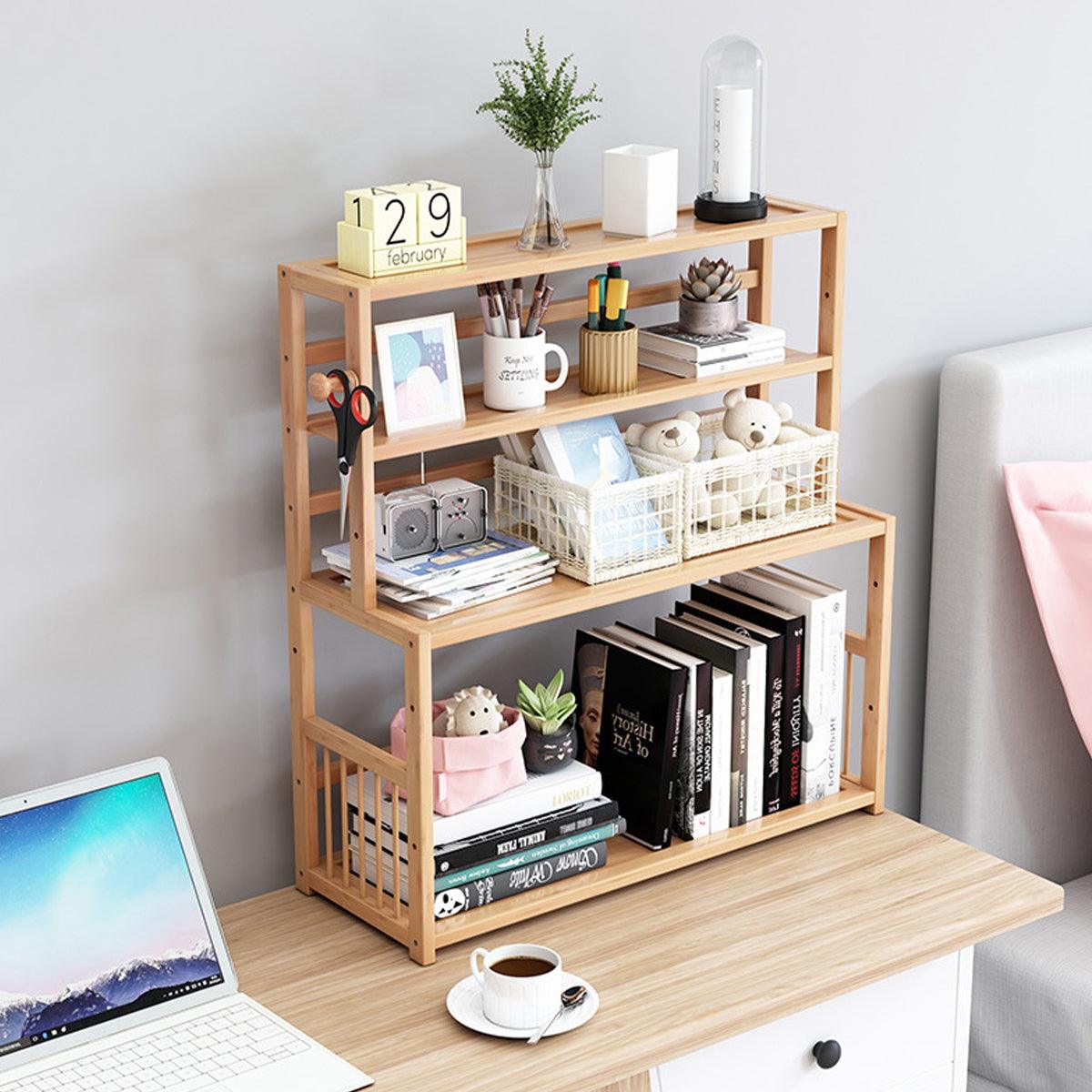 Compact Desktop Bookshelf Storage Bookcase Organizer Small Shelf Display Unit 5