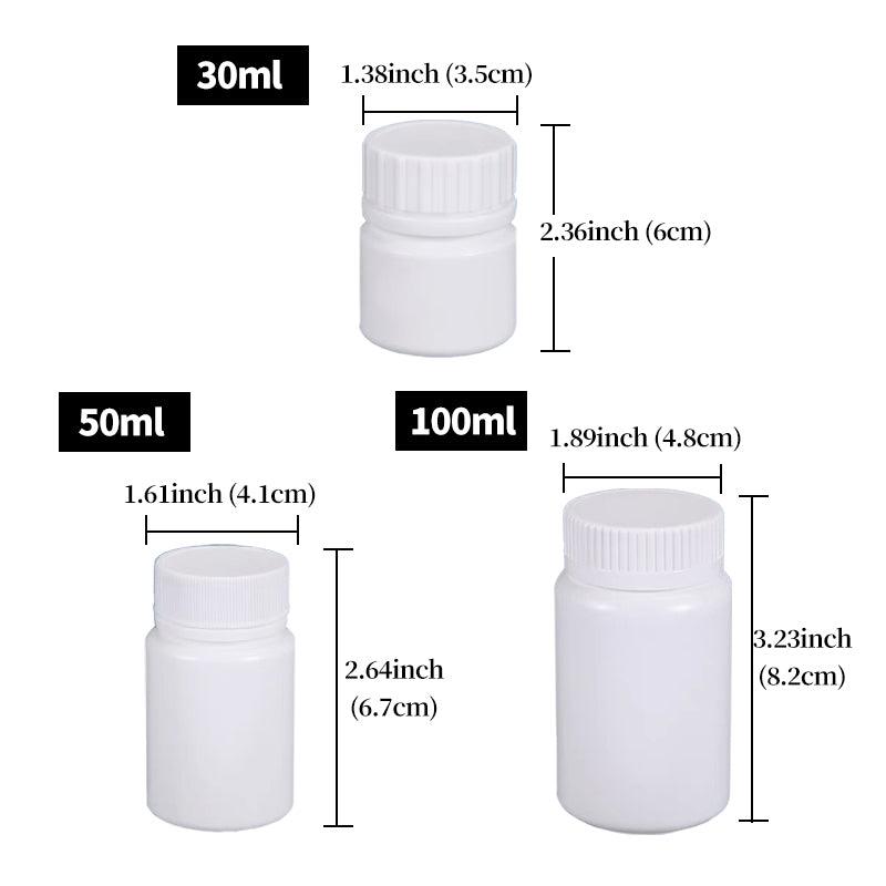 100pcs White Plastic Capsule Bottle Small Medicine Granule Packaging Container - 50ml 3