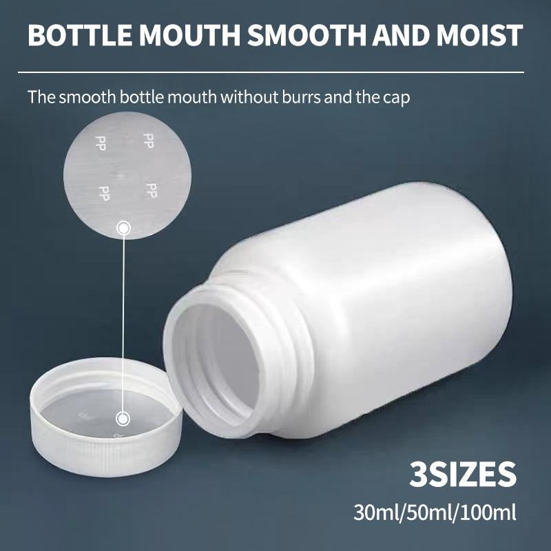 100pcs White Plastic Capsule Bottle Small Medicine Granule Packaging Container - 50ml 4
