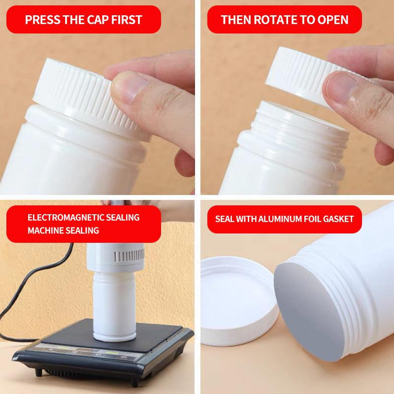 100pcs White Plastic Capsule Bottle Small Medicine Granule Packaging Container - 50ml 5