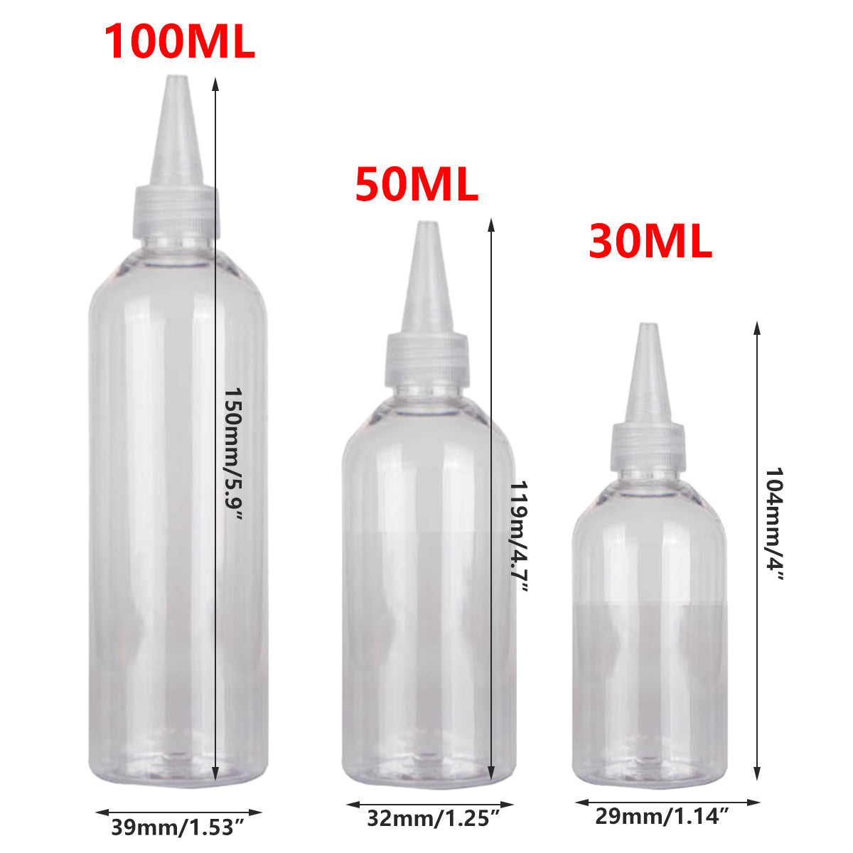 100pcs Needle Tip Plastic Bottles Transparent Squeeze Dispensing Bottle DIY Tool - 50ml 3