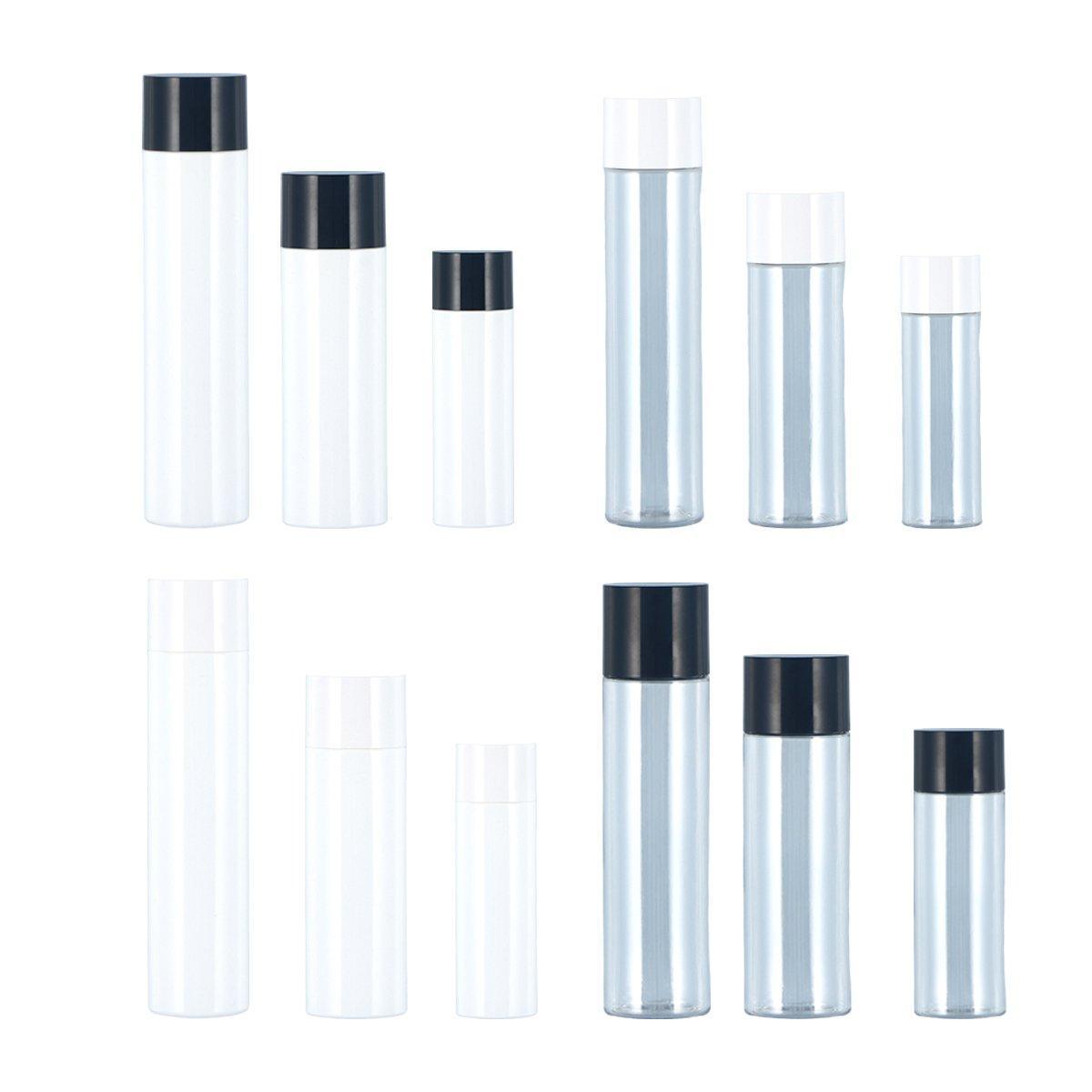 50/100/150ml Plastic Toner Lotion Bottles Refillable Travel Cosmetic Containers - White Lid + White Bottle - 150ml