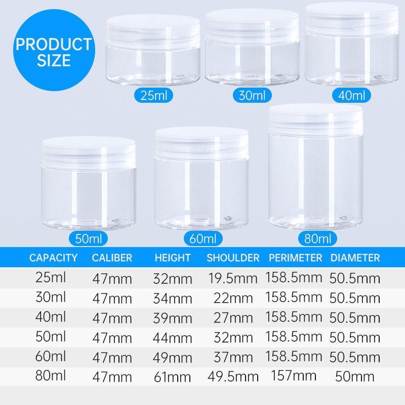 10pcs Transparent Wide Mouth Plastic Jars with Cap Skin Care Cream Containers - 50ml 3