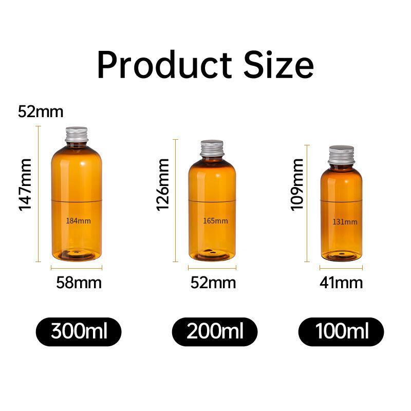 20pcs Brown Transparent Cosmetic Bottles with Aluminum Lids for Packaging - Brown-200ml 3
