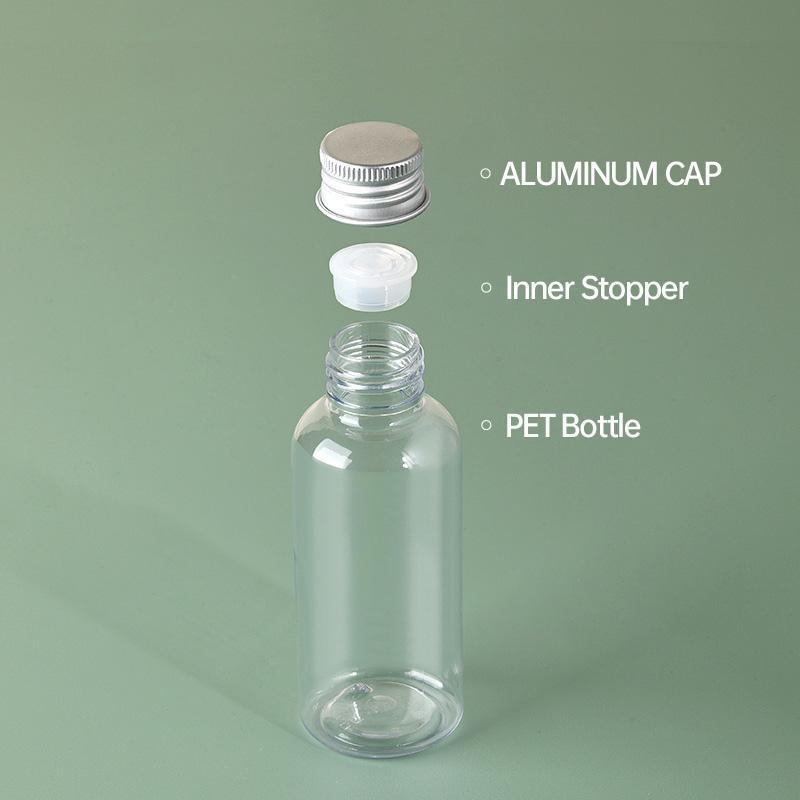 20pcs Brown Transparent Cosmetic Bottles with Aluminum Lids for Packaging - Transparent-200ml 4