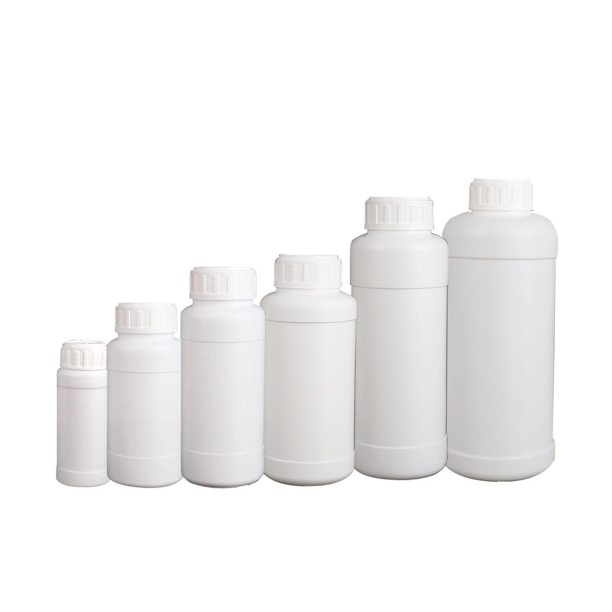 50pcs Chemical Bottle White Plastic Sample Reagent Bottles for Lab Storage - 200ml