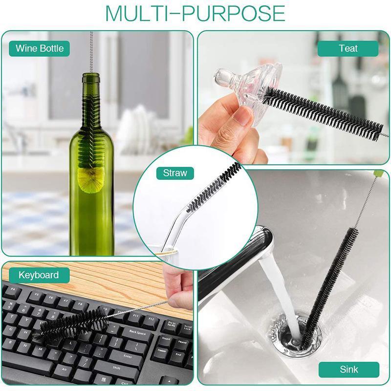 Long Bottle Cleaning Brush 40cm Nylon Wine Water Thermos Jar Scrubber 5