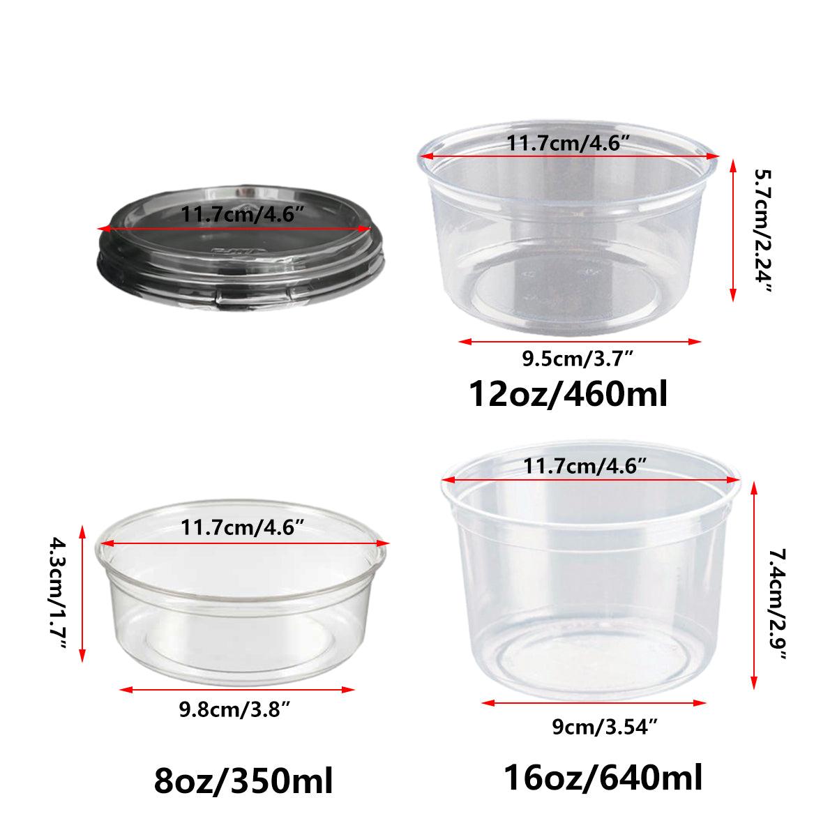 100PCS Transparent Packing Box With Cover Plastic Dessert Bowl Food Container - 12oz Bowl 3
