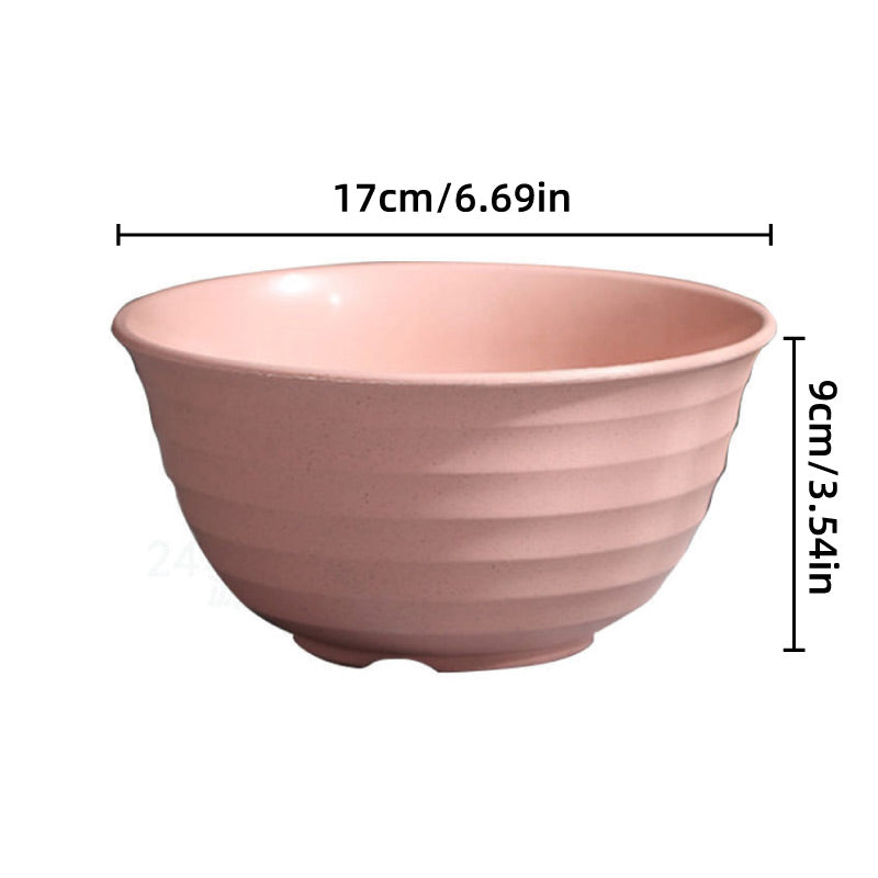 4pcs Wheat Straw Rice Bowl Round Noodle Bowl Drop Proof Kitchen Tableware Set 3
