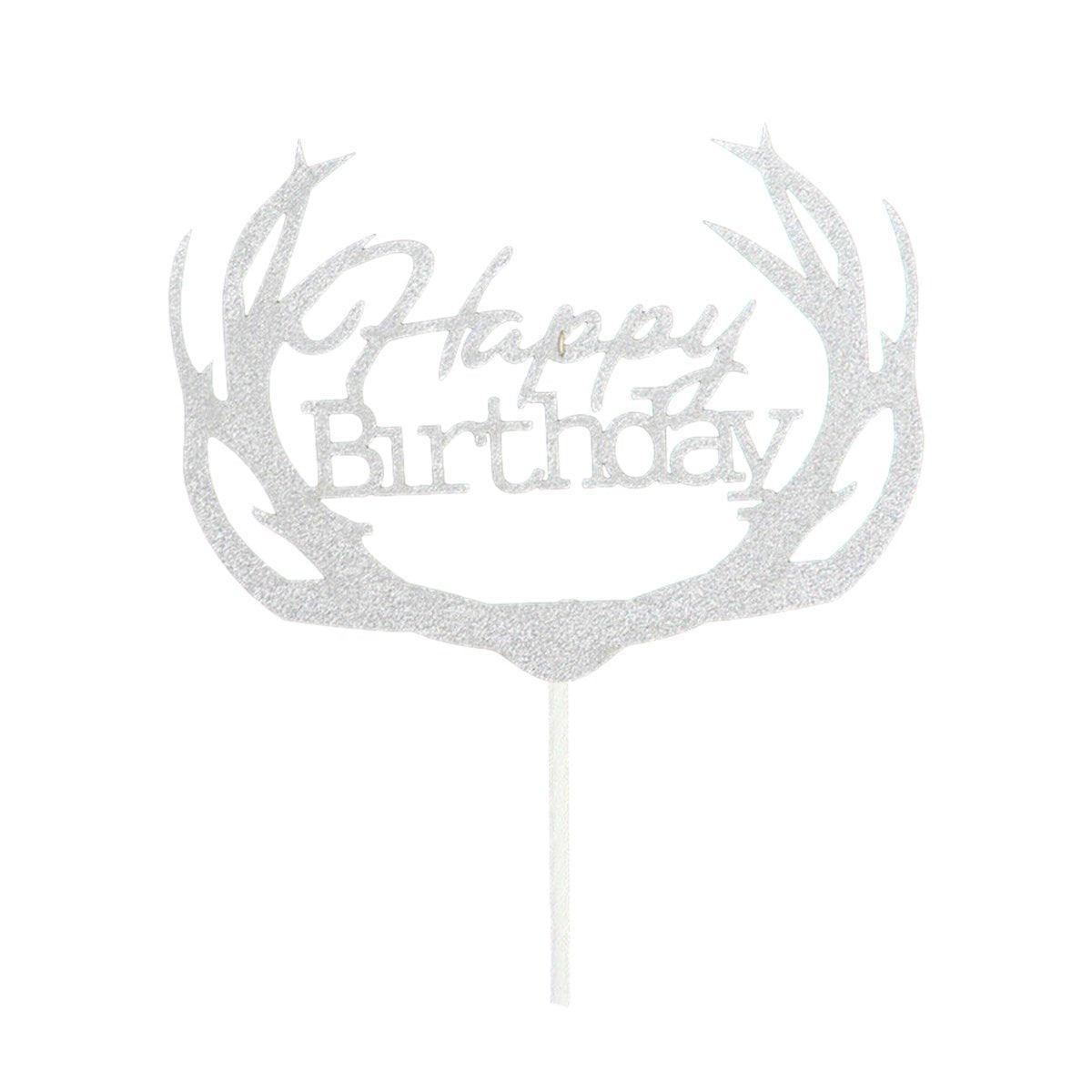 Happy Birthday Cake Topper Colour Printed Acrylic Party Decorations - Black-Bowknot 12